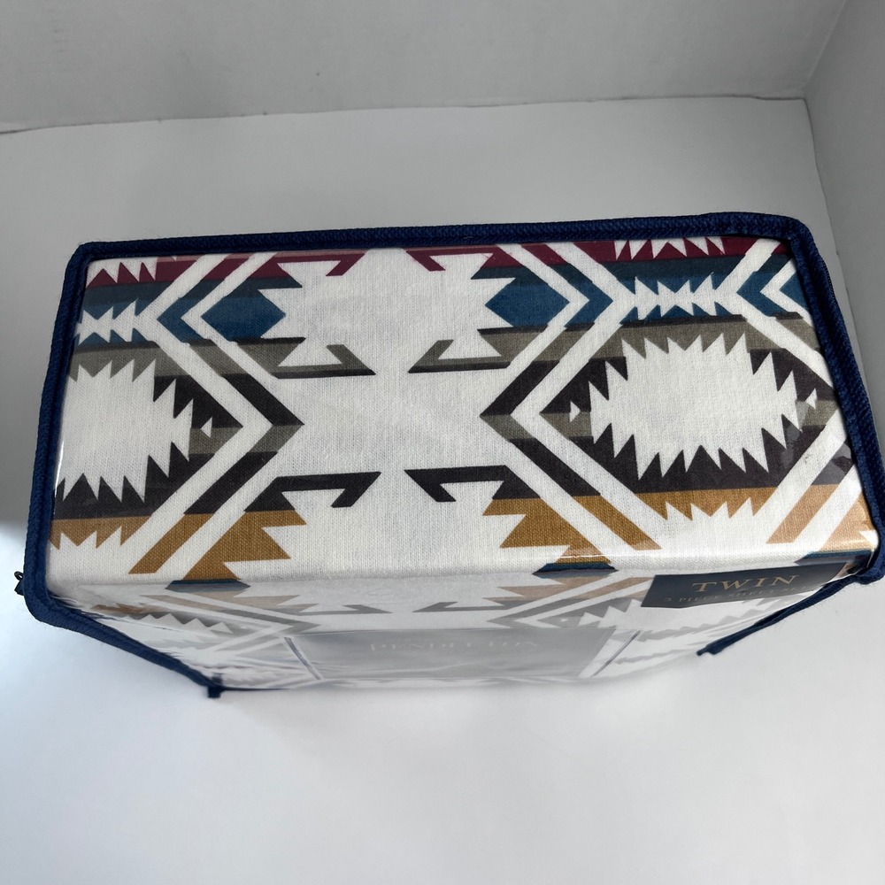 Pendleton Flannel Sheet Set Twin White Sand Aztec 3-Piece 100% Cotton NEW Cabin - Picture 5 of 7